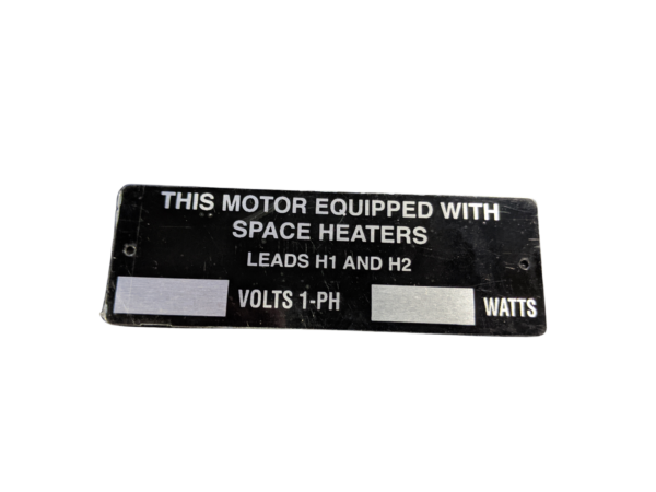 Motor Space Heater nameplate